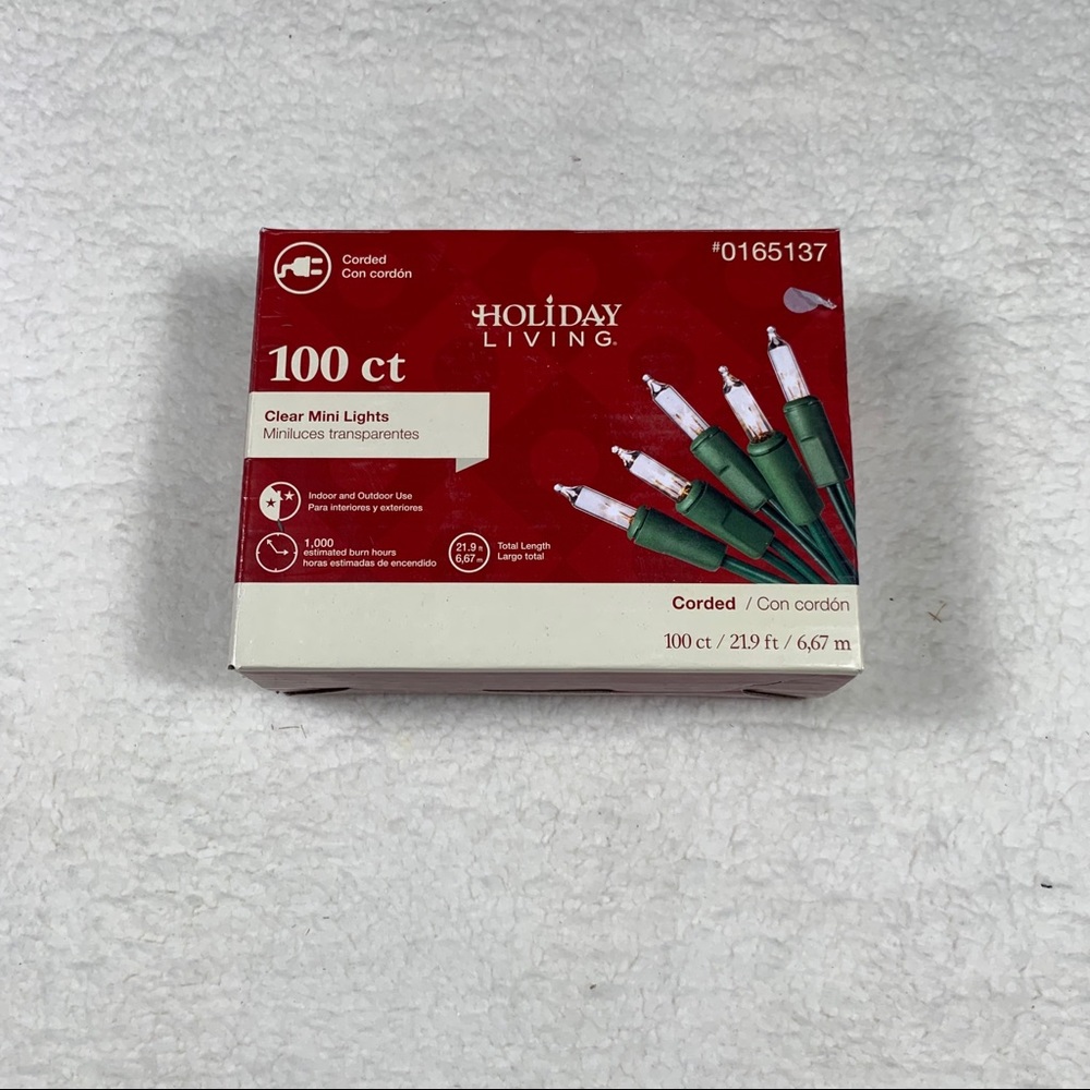 NIB Holiday Living 100ct Clear Mini Lights 20.62ft